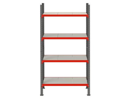 389452 regal magazynowy 4 polkowy metalowy modulowy do garazy piwnic magazynow warsztatow latwa przebudowa szybki montaz towarow do 300kg na poziom mega m 200x167x60 4