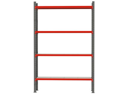 389464 regal magazynowy 4 polkowy metalowy z ramami i trawersami metalowy do magazynow warsztatow piwnic garazy latwy w przebudowie i montazu mega m 240x217x40 4