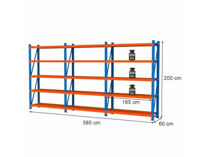 391732 regal magazynowy 15 polkowy mega m fortis light h 200 cm l 585 cm g 60 cm 2