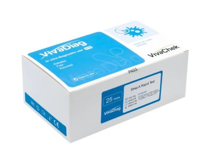 Test na Strep A - 25ks (do krku pro lékařské použití) Značka: VivaDiag (Množstvo I 1ks.EXP.07.2026)