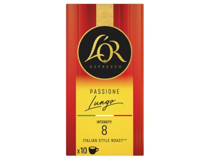 L'OR Passione Lungo gebrande gemalen koffie in capsules 10 stuks 52g