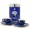 Комплект Danesi Duo Plus Blue Etiopia Grain - Касета за тъмно кафе на зърна 250 г + 2 чаши и 2 чинийки - син