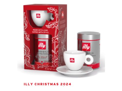 24386 illy darkovy set mleta kava illy classico 250g a cappucino salek