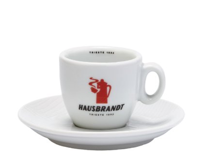 Hausbrandt espresso cup and saucer red logo 70 ml