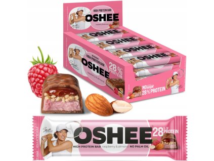 OSHEE protein bar with raspberry and almond flavor carton 47g x 12 pcs