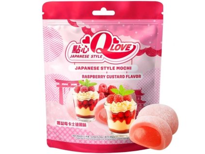 Qmochi Japanese Custard Cakes Raspberry 120g