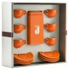 Danesi La Forma Gift Pack - Dark's Cassette Kava 250g + 6 espresso cups and 6 saucers - orange