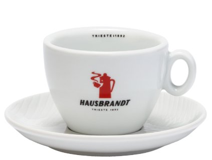 Hausbrandt cappuccino cup and saucer red logo 185 ml