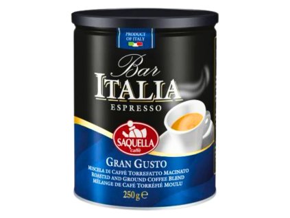 saquella bar italia gran gusto ground coffee can 250g