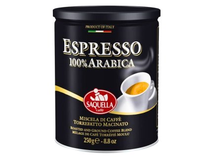 saquella espresso 100 arabica ground coffee can 250g