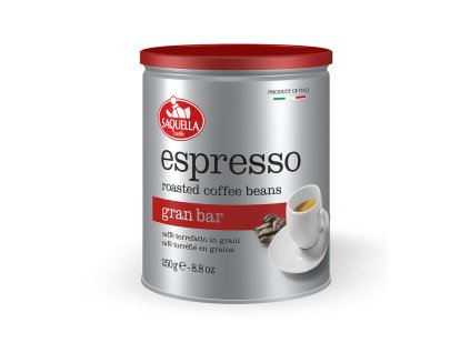 Saquella Espresso Gran Bar coffee beans can 250g