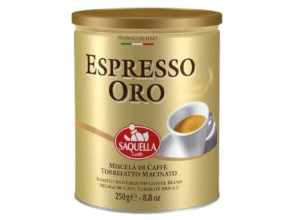 saquella espresso oro ground coffee can 250g