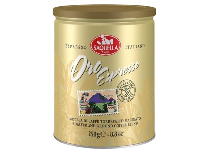 saquella gourmet oro espresso ground coffee can 250g