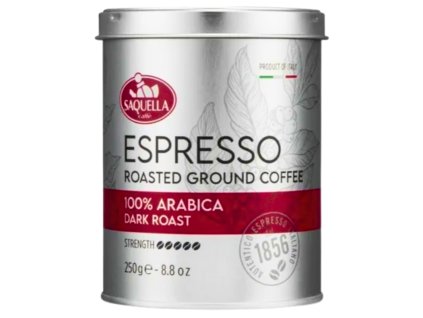 saquella espresso 100 arabica dark roast ground coffee can 250g