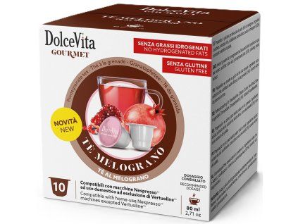 Dolce Vita Pomegranate flavored tea for Nespresso 10 capsules