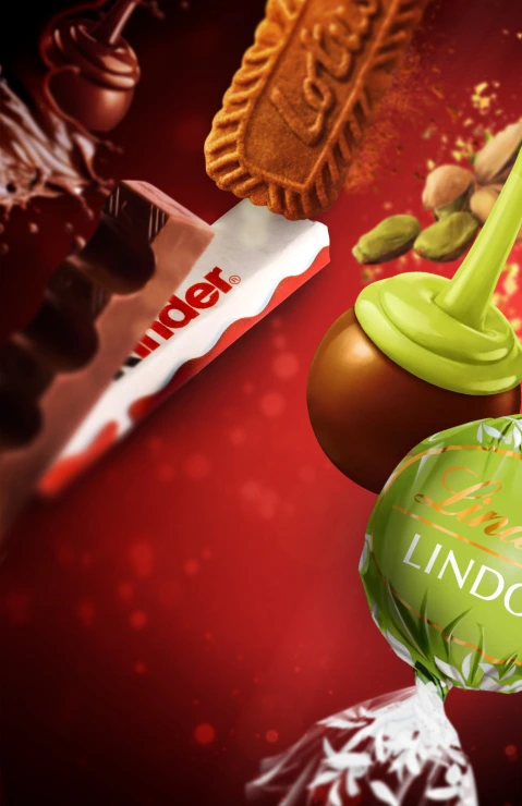 Diferentes dulces – Kinder, Lindt o galletas Lotus