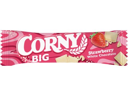 Barra de granola grande con sabor a fresa y chocolate blanco, empaque Nejkafé CZ