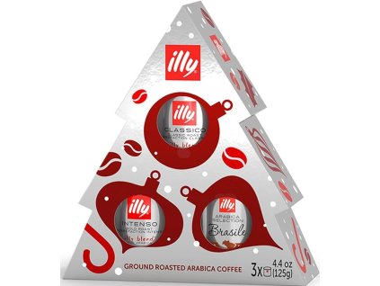 Café molido illy 3 x 125 g Stromecek Árbol de Navidad, el mejor café cz
