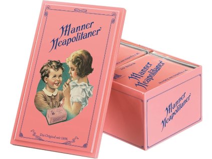 Tarro de obleas de crema de cacao con avellanas Manner Napolitaner Schitten 1898 Retro, paquete de regalo de 600 g