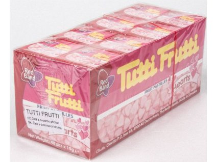 Pastillas verdes con sabor a fruta "Tutti Frutti Hearts" de Red Band, 48 unidades de 15 g, el mejor café de la República Checa.