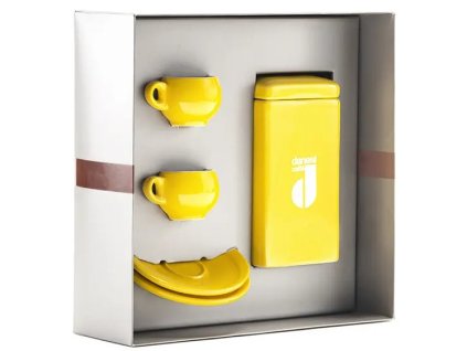 Set Danesi Duo Plus Amarillo - Café Cassette Oscuro 250 g + 2 tazas y 2 platillos - amarillo