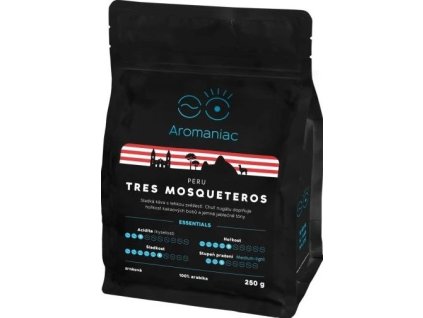 Café Tres Mosqueteros de Perú, molido, 250 g, el mejor café de la República Checa.