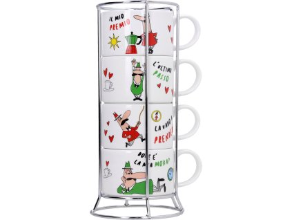 Bialetti 4 tazas de capuchino con marco de metal, el mejor café de la República Checa