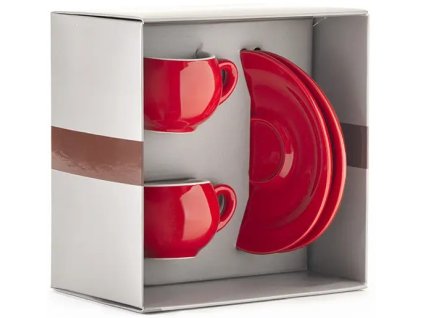 Service à thé Danesi Duo rouge - Cassette Darkova, 2 tasses et 2 soucoupes - rouge