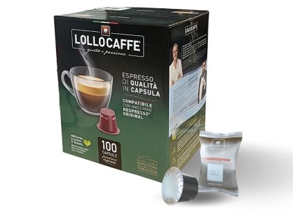 capsules de café lollo caffe argento espresso pour nespresso 100 pièces