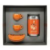 Coffret Danesi Duo Plus Orange Honduras - Café moulu foncé en cassette 250 g + 2 tasses et 2 soucoupes - orange