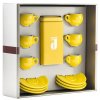 Coffret cadeau Danesi La Forma - Cassette de kava Dark's 250 g + 6 tasses à expresso et 6 soucoupes - jaune