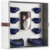 Coffret cadeau Danesi La Forma Sprint - Cassette de kava Dark's 250 g + 6 tasses à expresso et 6 soucoupes - bleu