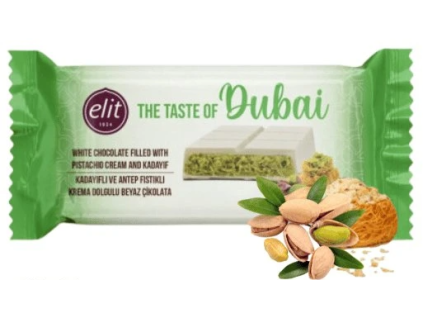 Elit Dubai Pistachio White Chocolate 90g