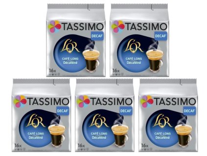Tassimo L'or Lungo Decaf Bezkofeinová káva 16 kusů karton 5 balení