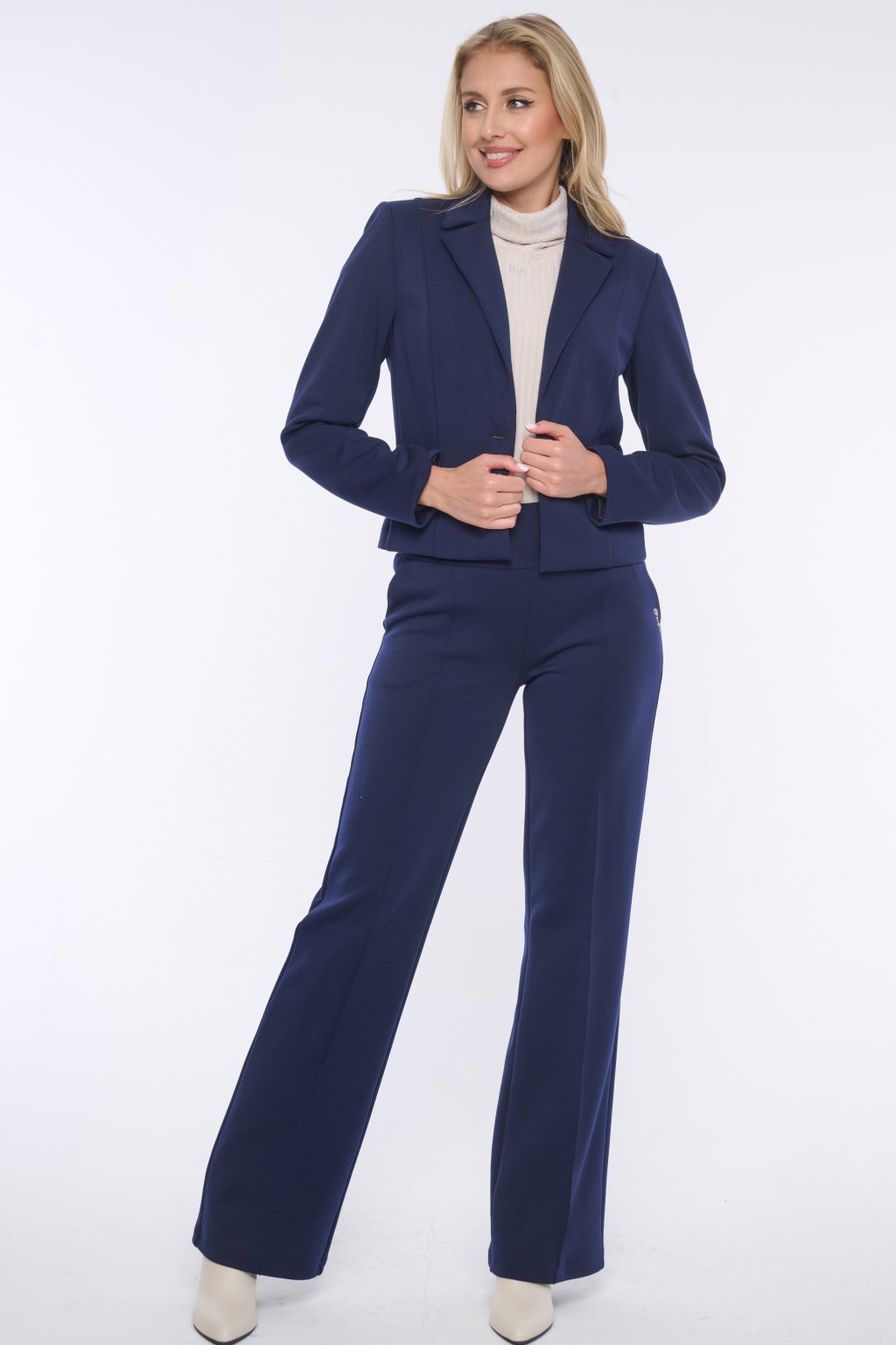 INFINITE 453-786B volné kalhoty tmavě modrá úplet