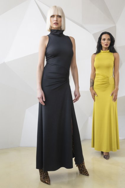 INFINITE 352-537 šaty dlouhé úplet černé