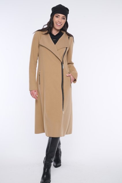 INFINITE 653-276 kabát dlouhý křivák camel