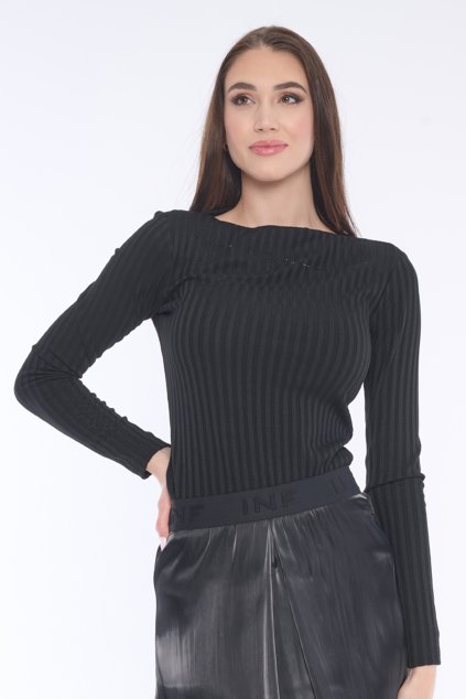 INFINITE 254-765 triko lodičkový výstřih černá