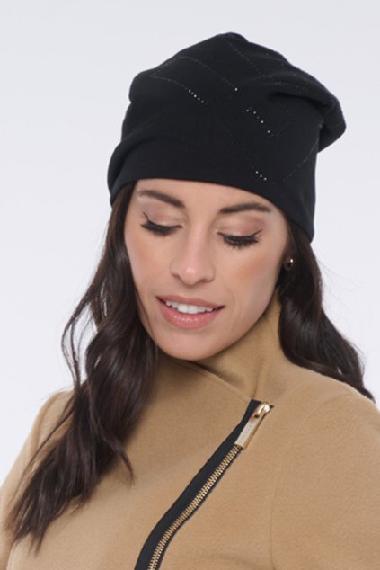 INFINITE 953-140 čepice černá a černé krystaly