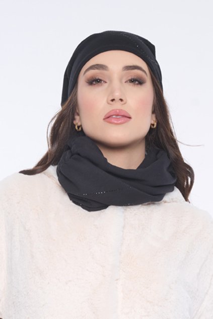 INFINITE 954-142 nákrčník černá a černé krystaly