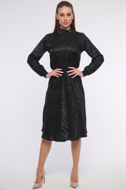 361-598 šaty midi černý vzor