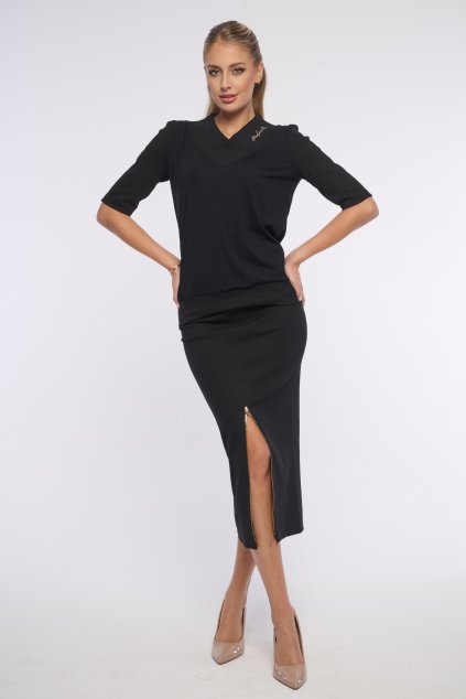 INFINITE 161-672D sukně dlouhá žebrová černá