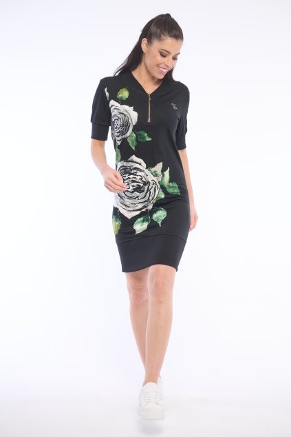 INFINITE 362-624 šaty mikinové černá růže