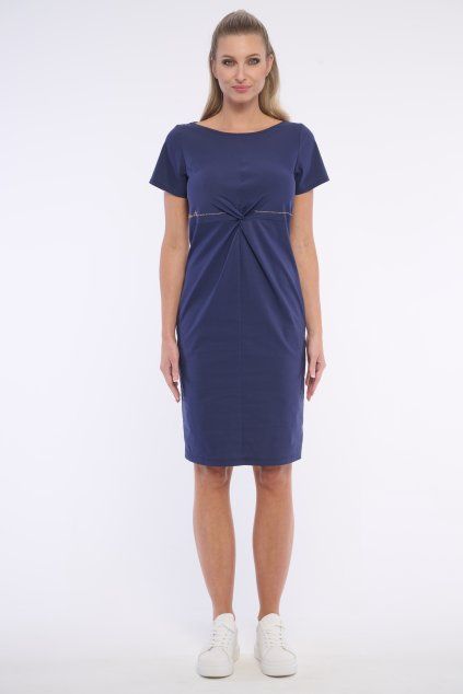 INFINITE 362-607 šaty s uzlem tmavě modré