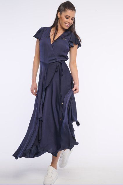 INFINITE 362-605B šaty dlouhé zavinovací tmavě modrá
