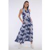 INFINITE 362-601A dlouhé šaty s podkasem modrá růže