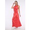 INFINITE 362-601B dlouhé šaty s podkasem korál vzor
