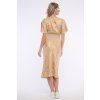 INFINITE 362-602 šaty s náběrem zlatý vzor