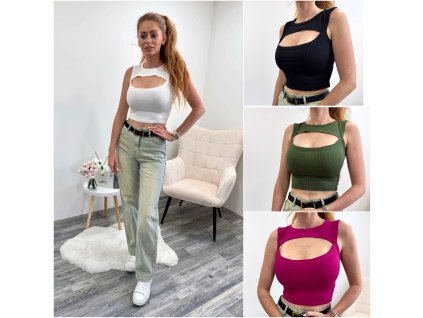 Crop top s průstřihem
