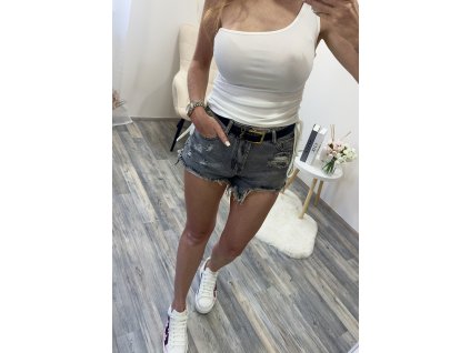 Šedé trhané šortky